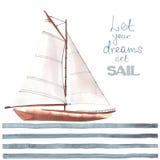 Watercolor boat with sails vector illustration Watercolor boat with sails vector illustration