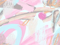 Watercolor brush strokes with scribbles doodles and apples stock illustration Watercolor brush strokes with scribbles doodles and apples stock illustration