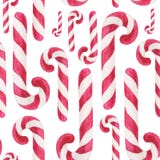 Watercolor christmas square pattern. New year ornament with candy cane. For design, print or background. royalty free illustration Watercolor christmas square pattern. New year ornament with candy cane. For design, print or background. royalty free illustration