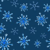 Watercolor christmas square pattern. New year ornament with snow and snowflake. For design, print or background. stock illustration Watercolor christmas square pattern. New year ornament with snow and snowflake. For design, print or background. stock illustration