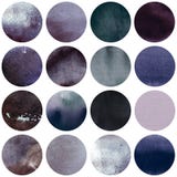 Watercolor circles collection grey colors. Watercolor stains set