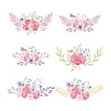 Watercolor colorful ethnic set of bouquet flowers in native Amer stock illustration Watercolor colorful ethnic set of bouquet flowers in native Amer stock illustration