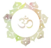 Watercolor decorative Lotus Om Aum Symbol Stock Photos Watercolor decorative Lotus Om Aum Symbol Stock Photos