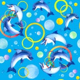 Watercolor Dolphins playing. royalty free illustration Watercolor Dolphins playing. royalty free illustration