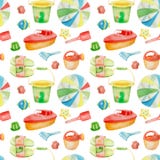 Watercolor drawings on the topic of children`s beach stock illustration Watercolor drawings on the topic of children`s beach stock illustration