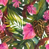 Water color tropical floral painting seamless pattern. vector illustration Water color tropical floral painting seamless pattern. vector illustration