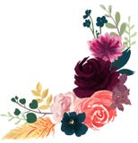Watercolor flora bohemian vintage rose peony abstract flower arr royalty free illustration Watercolor flora bohemian vintage rose peony abstract flower arr royalty free illustration