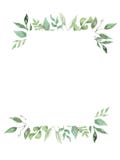 Watercolor Greenery Leaves Hand Painted Frame Wedding Foliage Wreath