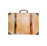 Watercolor illustration of retro suitcase, icon isolated on white stock photography Watercolor illustration of retro suitcase, icon isolated on white stock photography
