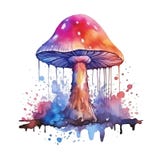 Watercolor magic toadstool mushroom