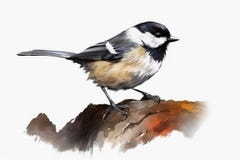 Free Watercolor Painted Coal Tit Bird On A White Background Royalty Free Stock Photos - 282308618
