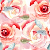 Watercolor Painting With Rose Flowers Stock Images