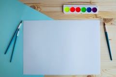 Watercolor paints and drawing supplies royalty free stock images Watercolor paints and drawing supplies royalty free stock images