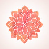 Watercolor Red Flower Pattern. Mandala Royalty Free Stock Image Watercolor Red Flower Pattern. Mandala Royalty Free Stock Image