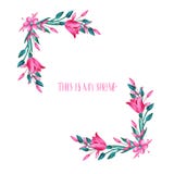 Watercolor Romantic Borders In Pink And Turquoise Colors With Flowers. Floral Corners With Watercolor Texture Stock Images Watercolor Romantic Borders In Pink And Turquoise Colors With Flowers. Floral Corners With Watercolor Texture Stock Images