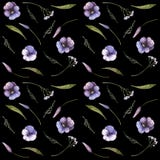 Watercolor seamless autumnal pattern of flowers and insects vector illustration Watercolor seamless autumnal pattern of flowers and insects vector illustration