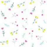 Watercolor seamless pattern with bright flowers and leaves vector illustration Watercolor seamless pattern with bright flowers and leaves vector illustration