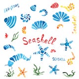 Watercolor seashells composition. Hand-drawing vector illustration Watercolor seashells composition. Hand-drawing vector illustration