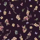 Watercolor spring seamless patten, vintage floral bouquet with b stock illustration Watercolor spring seamless patten, vintage floral bouquet with b stock illustration