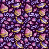 Watercolor Valentine pattern stock illustration Watercolor Valentine pattern stock illustration