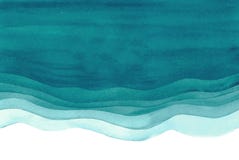 Watercolor watercolour ocean sea blue green abstract background. Watercolor digital background blue green of the waves in the ocean