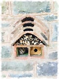 Watercolour de Digitaces de una casa del insecto y de abeja stock de ilustración Watercolour de Digitaces de una casa del insecto y de abeja stock de ilustración