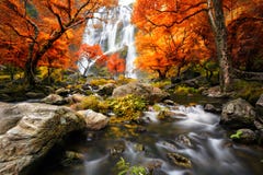 Waterfall In The Autumn Royalty Free Stock Photos Waterfall In The Autumn Royalty Free Stock Photos