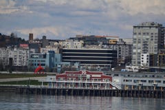 Waterkant en Horizon, Seattle, Washington stock foto's Waterkant en Horizon, Seattle, Washington stock foto's