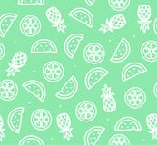 Watermelon, Pineapple and Orange Tropical Fruit Background Pattern. Vector Royalty Free Stock Images Watermelon, Pineapple and Orange Tropical Fruit Background Pattern. Vector Royalty Free Stock Images
