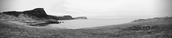 Waterstein Head cliff and silent Moonen bay. Panorama view from Neist Point Royalty Free Stock Photos Waterstein Head cliff and silent Moonen bay. Panorama view from Neist Point Royalty Free Stock Photos