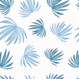 Waterverf abstract patroon van het schilderen van kokosnotenpalmblad, blauwe die bladeren op witte achtergrond worden geïsoleerd vector illustratie Waterverf abstract patroon van het schilderen van kokosnotenpalmblad, blauwe die bladeren op witte achtergrond worden geïsoleerd vector illustratie