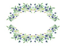 Waterverf bluberry kroon stock illustratie Waterverf bluberry kroon stock illustratie