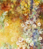 Waterverf die witte bloemen en zachte groene bladeren schilderen royalty-vrije illustratie Waterverf die witte bloemen en zachte groene bladeren schilderen royalty-vrije illustratie