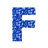 waterverfbrief F met een patroon van bloemen en bladeren vector illustratie waterverfbrief F met een patroon van bloemen en bladeren vector illustratie