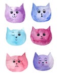 Waterverfillustratie van de emoties van de kat De heldere kunst kan voor prentbriefkaar, druk worden gebruikt stock afbeelding Waterverfillustratie van de emoties van de kat De heldere kunst kan voor prentbriefkaar, druk worden gebruikt stock afbeelding