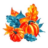 Waterverfsamenstelling met de herfstbladeren Boeket royalty-vrije stock afbeeldingen Waterverfsamenstelling met de herfstbladeren Boeket royalty-vrije stock afbeeldingen