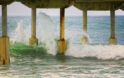 Waves Hitting Pier, San Diego California royalty free stock image Waves Hitting Pier, San Diego California royalty free stock image