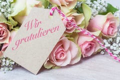`We Congratulate`, Pink Roses Stock Images `We Congratulate`, Pink Roses Stock Images