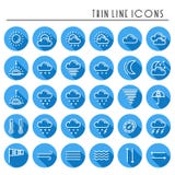Weather pack line icons set. Meteorology. Weather forecast trendy design elements. Template for mobile app, web and Royalty Free Stock Images Weather pack line icons set. Meteorology. Weather forecast trendy design elements. Template for mobile app, web and Royalty Free Stock Images