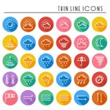 Weather pack line icons set. Meteorology. Weather forecast trendy design elements. Template for mobile app, web Stock Photos Weather pack line icons set. Meteorology. Weather forecast trendy design elements. Template for mobile app, web Stock Photos