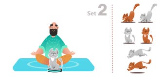 Cat plays with a vacuum cleaner, rides a smart vacuum cleaner, stock illustration Cat plays with a vacuum cleaner, rides a smart vacuum cleaner, stock illustration