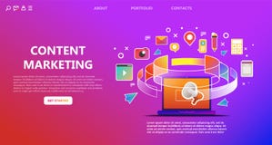 Content marketing landing page. Abstract illustration vector illustration Content marketing landing page. Abstract illustration vector illustration
