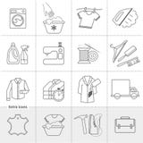 Dry cleaning laundry and cloth washing service vector linear icons labels, logos vector illustration Dry cleaning laundry and cloth washing service vector linear icons labels, logos vector illustration