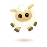 Cute white sheep jumping up vector illustration Cute white sheep jumping up vector illustration