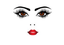Web Woman face with red lips for Beauty Logo, sign, symbol, icon for salon, spa salon, hairdressing, firm company or center. Vecto royalty free illustration Web Woman face with red lips for Beauty Logo, sign, symbol, icon for salon, spa salon, hairdressing, firm company or center. Vecto royalty free illustration