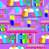 Seamless pattern in the style of children`s drawing bright houses stock illustration Seamless pattern in the style of children`s drawing bright houses stock illustration