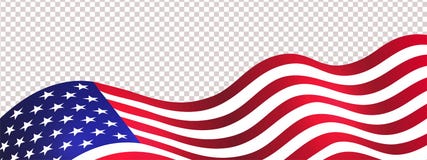 4th of July USA Independence Day. Waving american flag isolated on transparent background