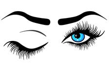 Web Abstract menselijk oog met lange wimpers en met blauwe gradiëntiris, vectorillustratie over wit vector illustratie Web Abstract menselijk oog met lange wimpers en met blauwe gradiëntiris, vectorillustratie over wit vector illustratie