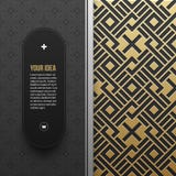 Web banner template on golden metallic background with seamless pattern