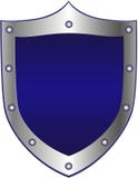 Blue blank shield with metal border. Mockup for your text or image. royalty free illustration Blue blank shield with metal border. Mockup for your text or image. royalty free illustration